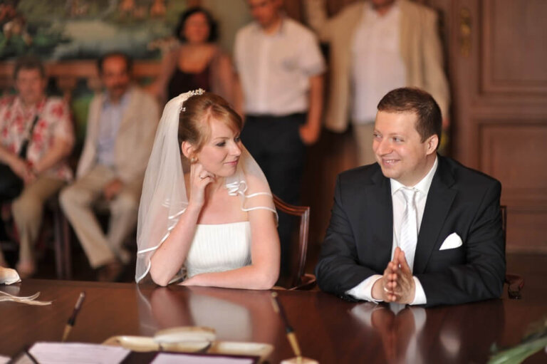 Hochzeitsfoto auf der Mathildenhöhe Darmstadt